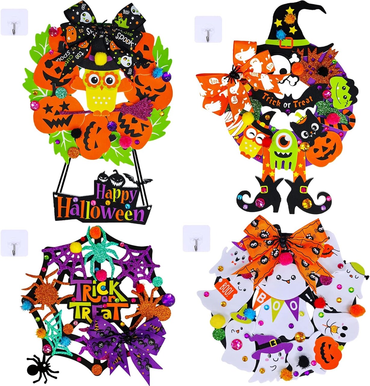 Decorations DIY Halloween Craft Kits Fall Kids Crafts Art Sets Ghost Spider Web Witch Hat Pumpkin Foam Stickers Arts and Crafts for Kids Home Classroom Activities